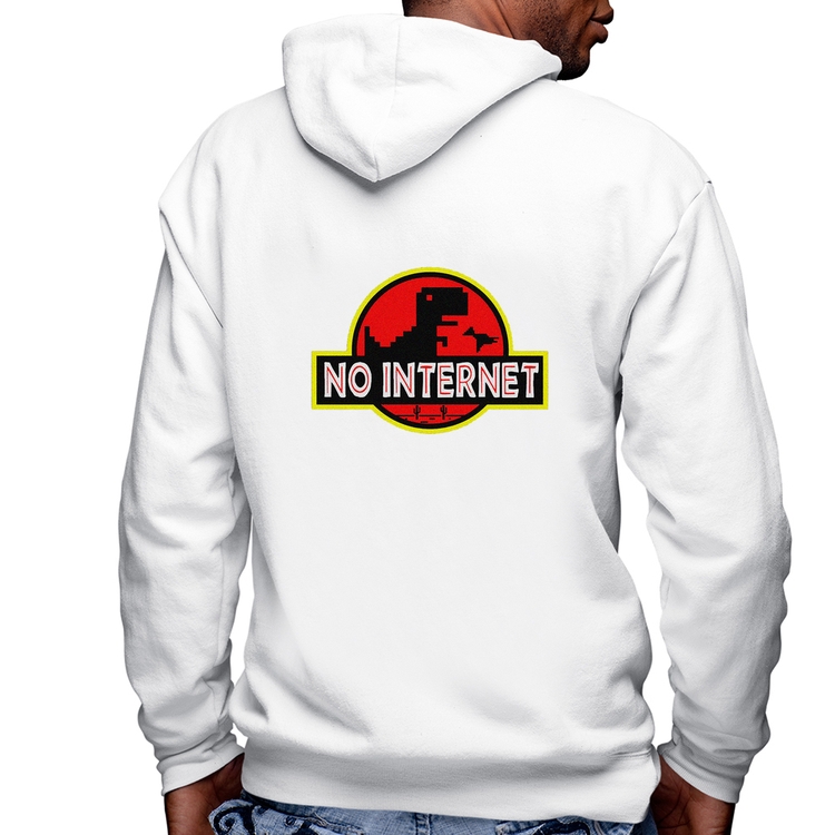 Blusa Moletom No internet Masculina com Capuz e Zíper - Branca