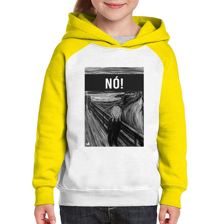 Moletom Infantil NÓ! - Branco/Amarelo