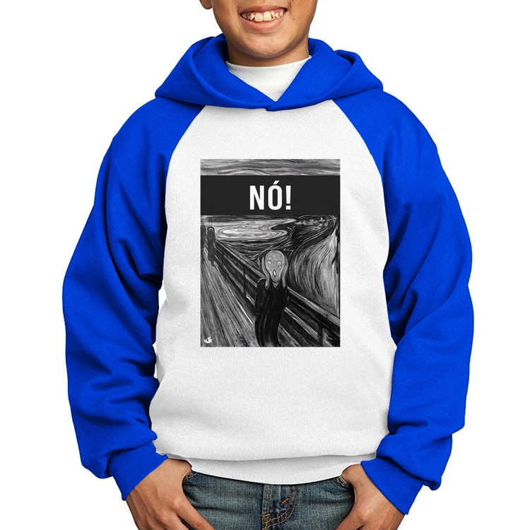 Moletom Infantil NÓ! - Branco/Azul