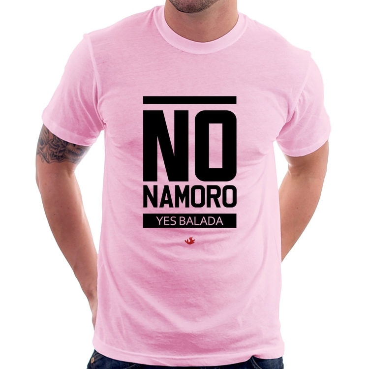 Camiseta No namoro, Yes balada - Rosa Bebê