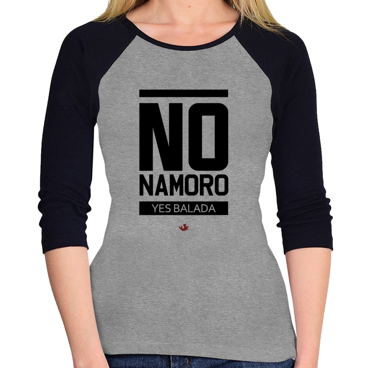 Baby Look Raglan No namoro, Yes balada Manga 3/4 - Cinza/Preto