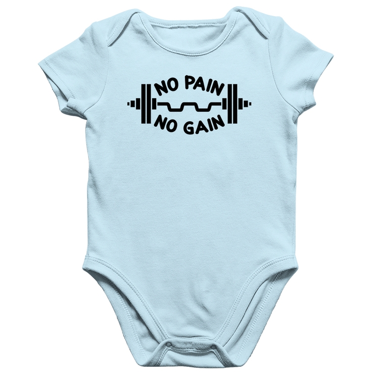 Body Bebê Algodão No Pain No Gain - Azul Bebê