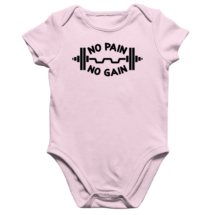 Body Bebê Algodão No Pain No Gain - Rosa Bebê