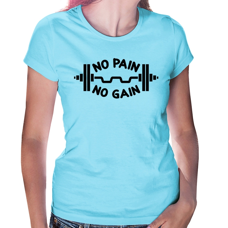 Baby Look No Pain No Gain - Azul Bebê