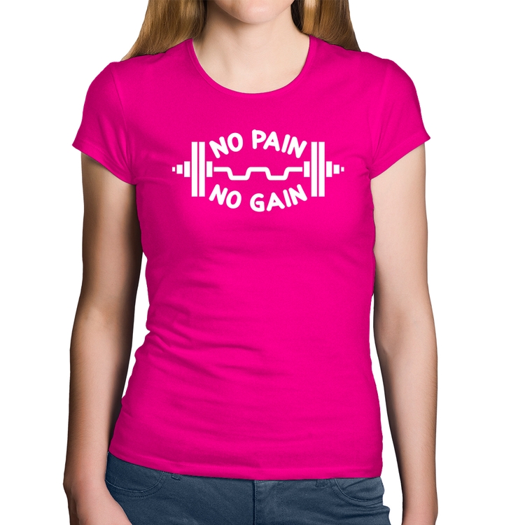 Baby Look Algodão No Pain No Gain - Rosa