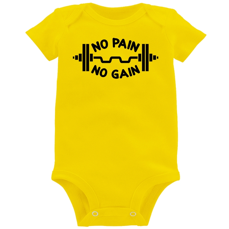 Body Bebê No Pain No Gain - Amarelo