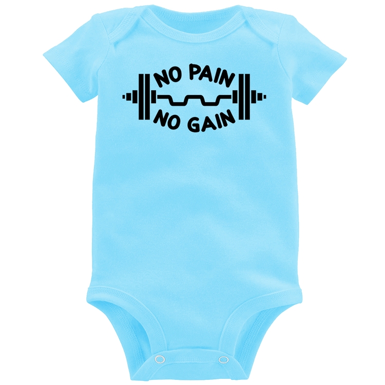 Body Bebê No Pain No Gain - Azul Bebê