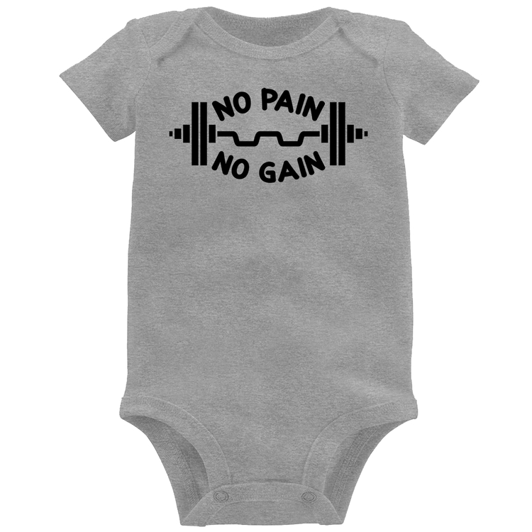 Body Bebê No Pain No Gain - Cinza