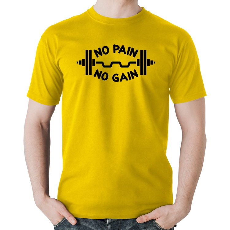 Camiseta Algodão No Pain No Gain - Amarela
