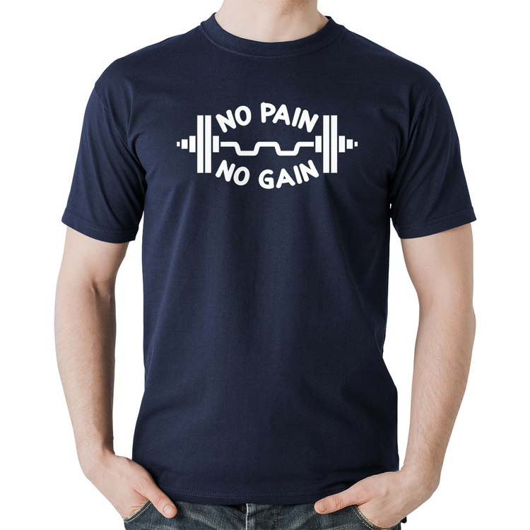 Camiseta Algodão No Pain No Gain - Marinho