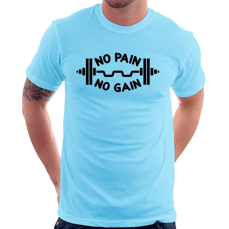 Camiseta No Pain No Gain - Azul Bebê