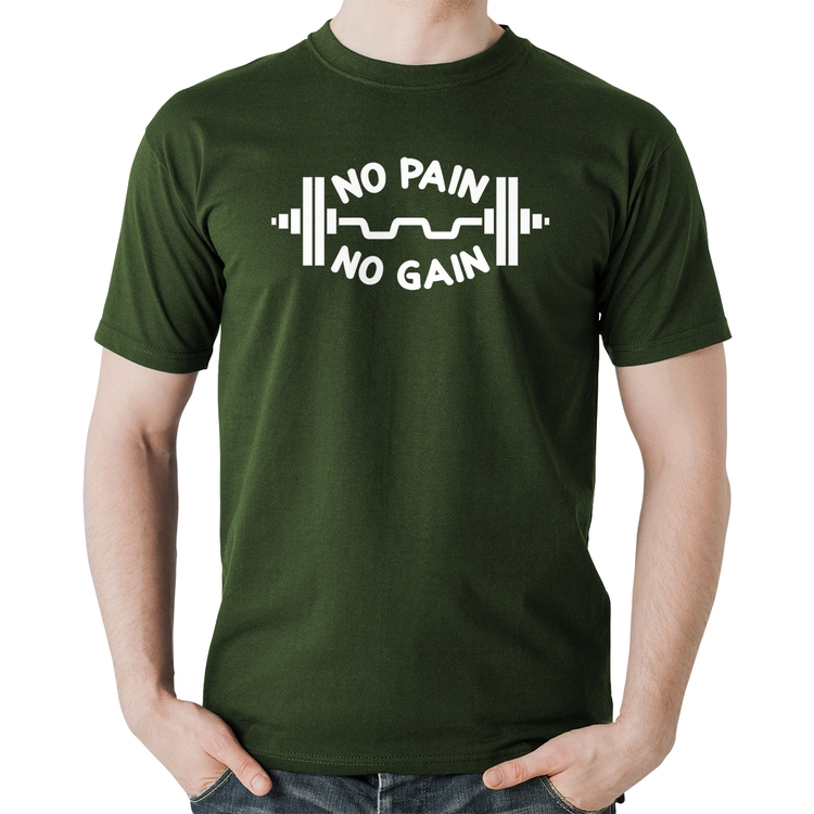 Camiseta Algodão No Pain No Gain - Musgo