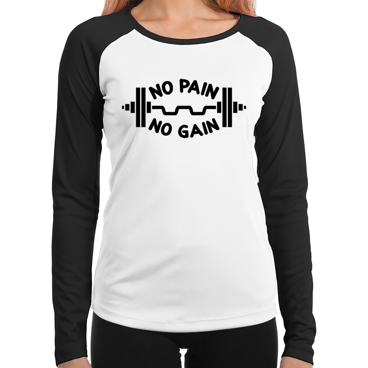 Baby Look Raglan No Pain No Gain Manga Longa