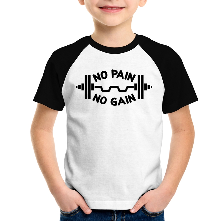 Camiseta Raglan Infantil No Pain No Gain