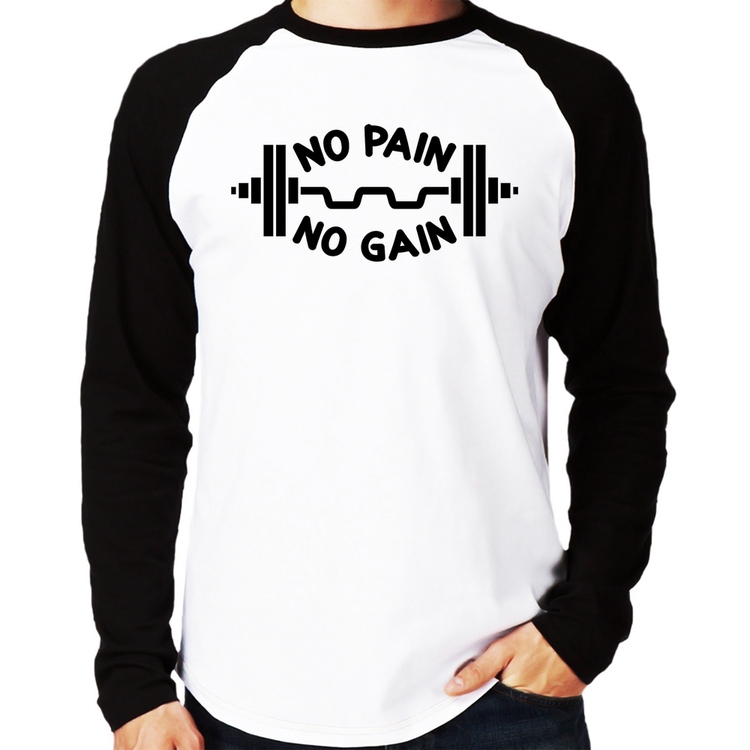 Camiseta Raglan No Pain No Gain Manga Longa