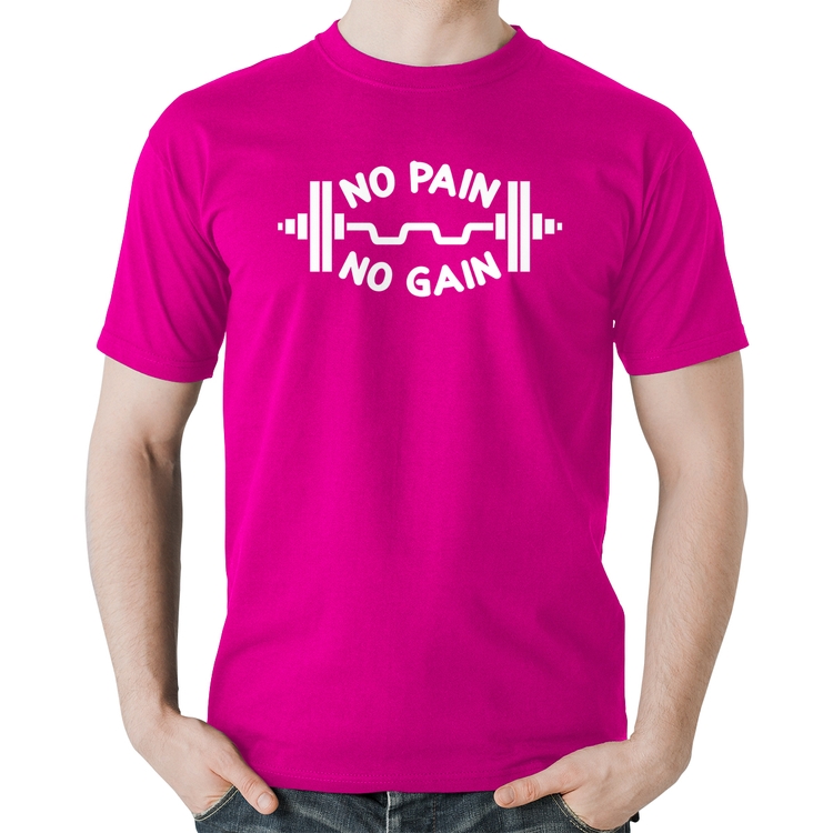Camiseta Algodão No Pain No Gain - Rosa