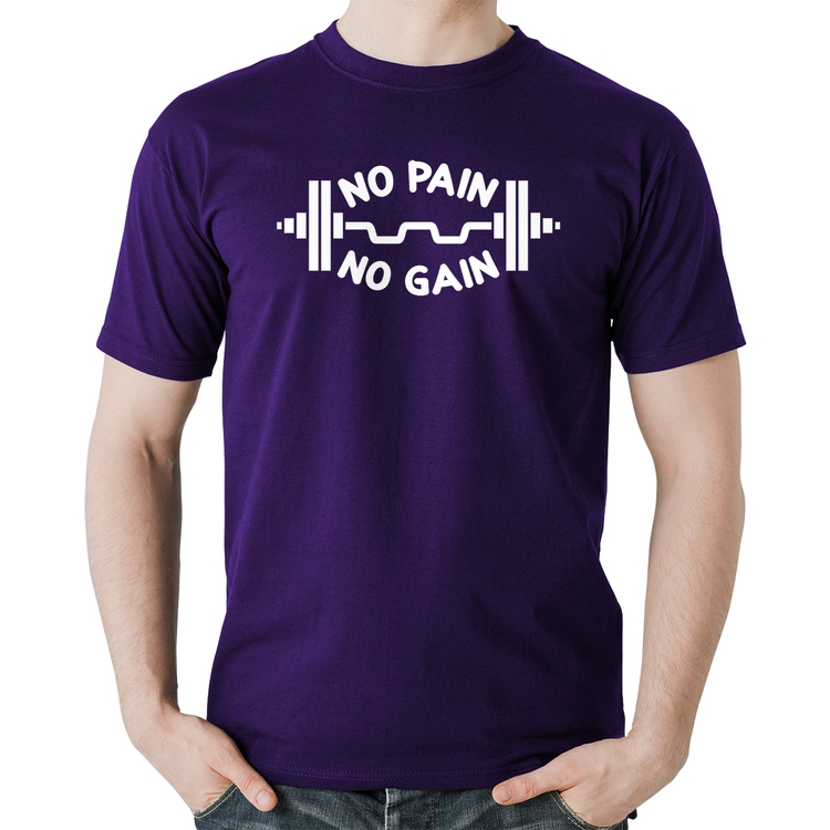 Camiseta Algodão No Pain No Gain - Roxa