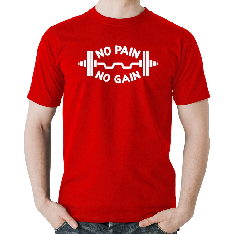 Camiseta Algodão No Pain No Gain - Vermelha