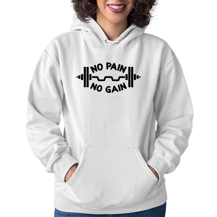 Moletom Feminino No Pain No Gain - Branco