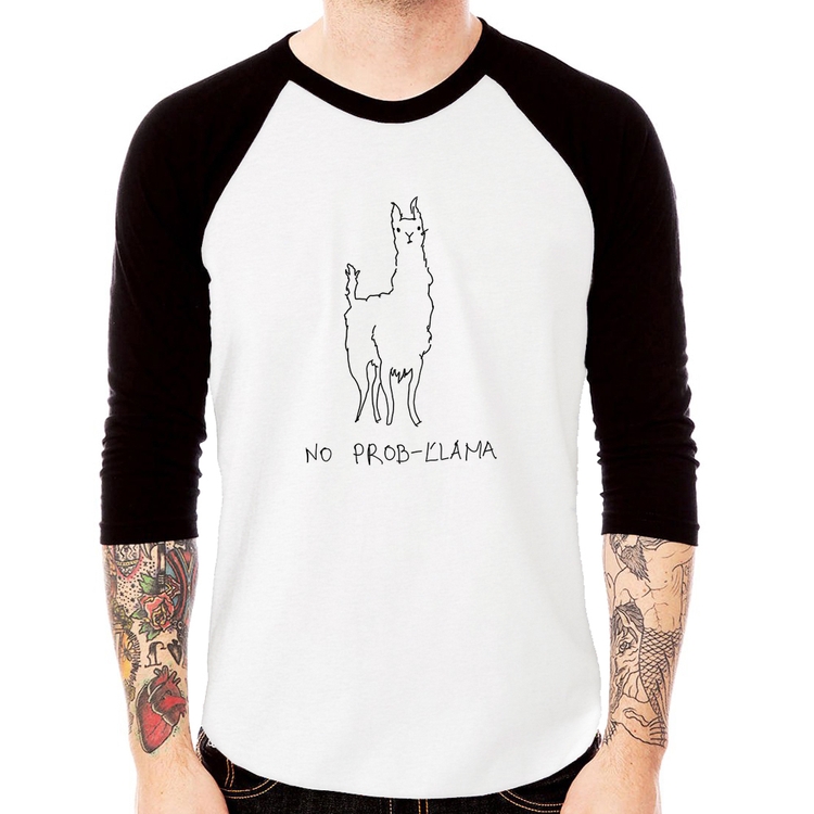 Camiseta Raglan No Prob-llama Manga 3/4