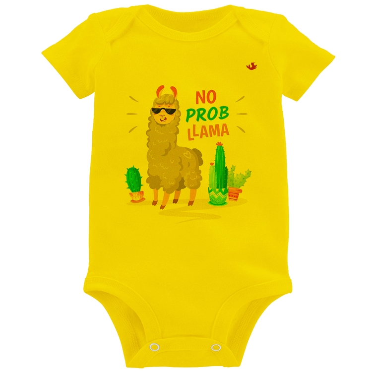 Body Bebê No prob llama - Amarelo