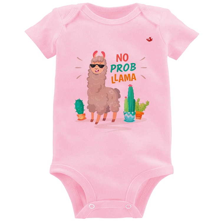 Body Bebê No prob llama - Rosa Bebê