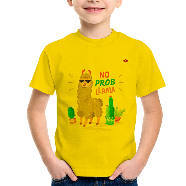 Camiseta Infantil No prob llama - Amarela