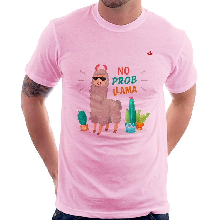 Camiseta No prob llama - Rosa Bebê
