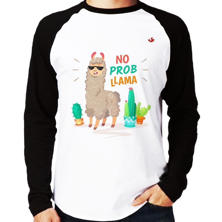 Camiseta Raglan No prob llama Manga Longa