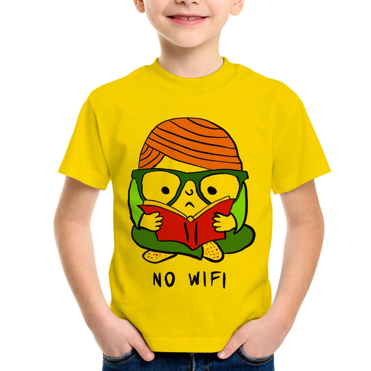 Camiseta Infantil No Wifi - Amarela