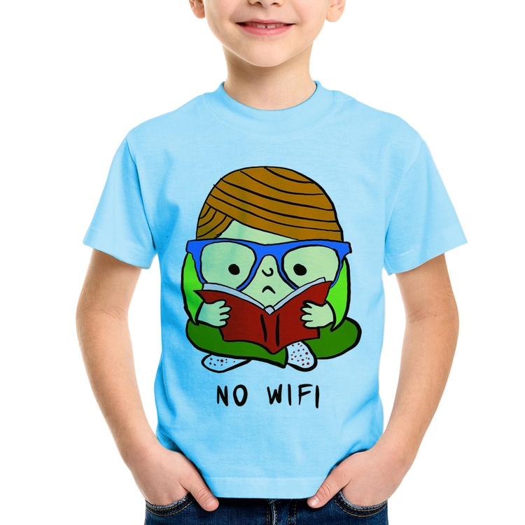 Camiseta Infantil No Wifi - Azul Bebê
