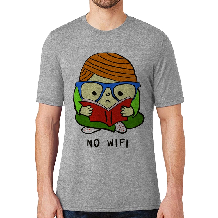 Camiseta No Wifi - Cinza