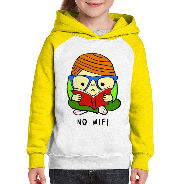 Moletom Infantil No Wifi - Branco/Amarelo