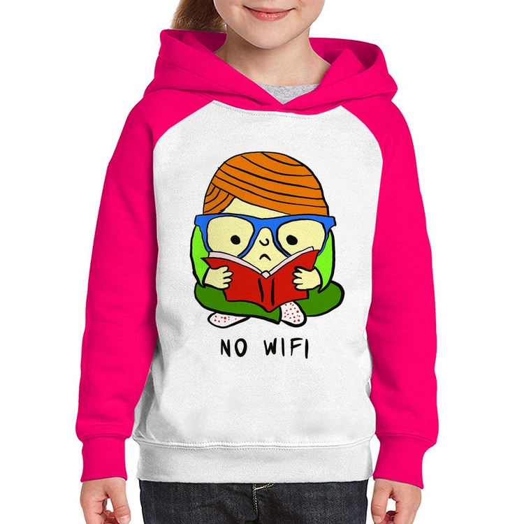 Moletom Infantil No Wifi - Branco/Rosa