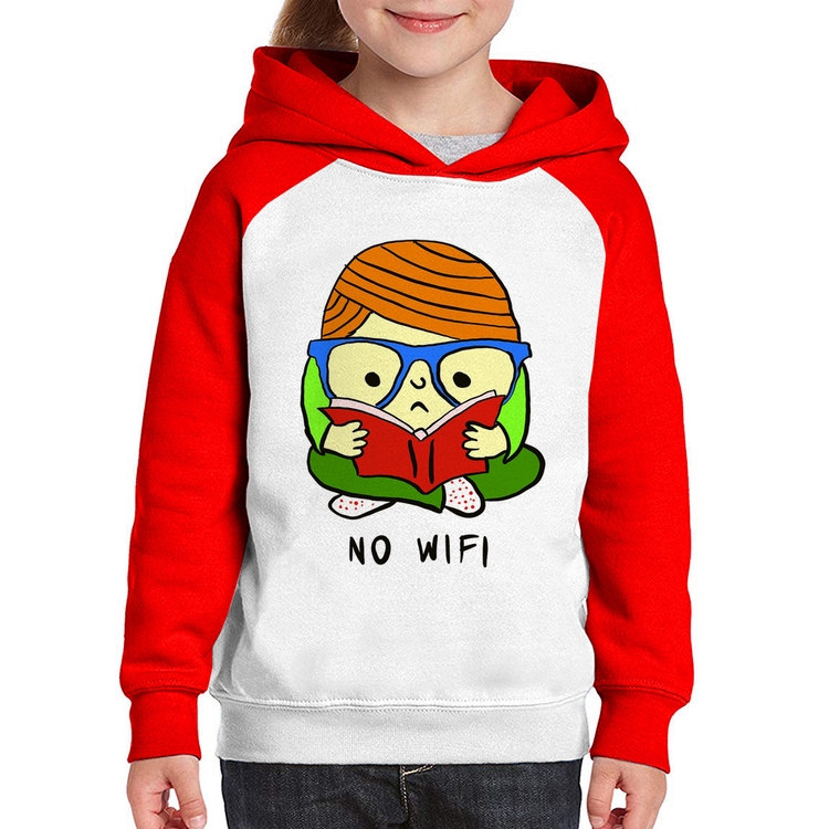 Moletom Infantil No Wifi - Branco/Vermelho