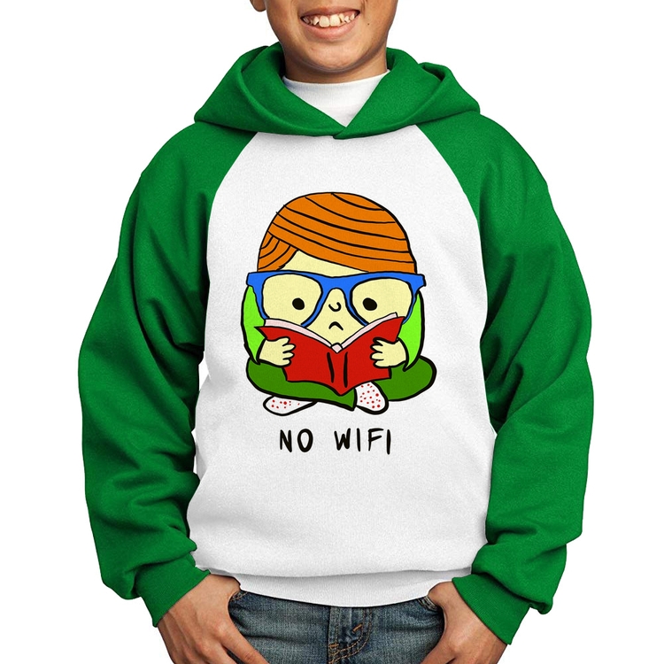 Moletom Infantil No Wifi - Branco/Verde