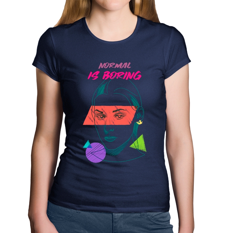 Baby Look Algodão Normal is boring - Marinho