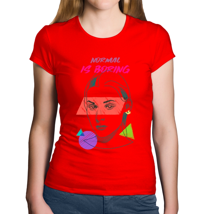 Baby Look Algodão Normal is boring - Vermelha