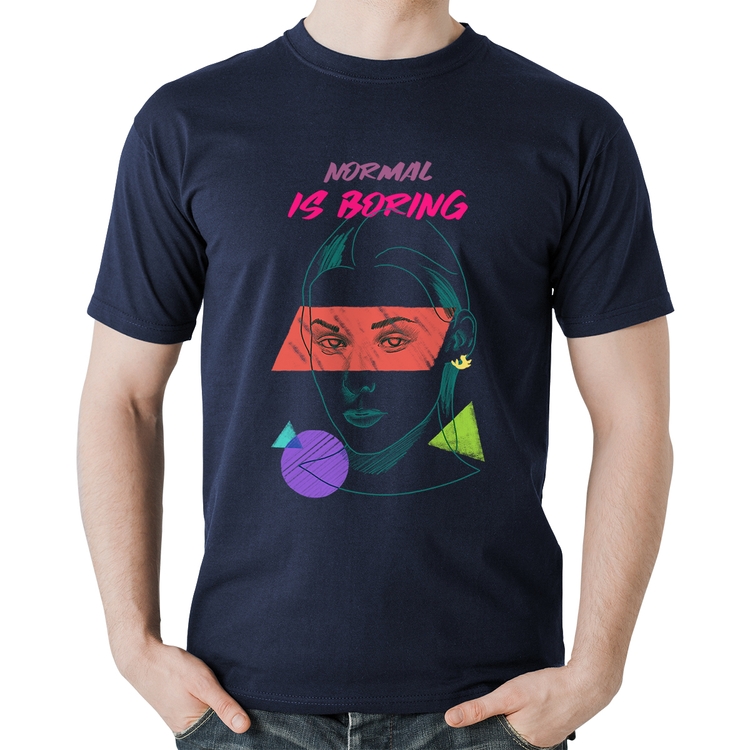 Camiseta Algodão Normal is boring - Marinho