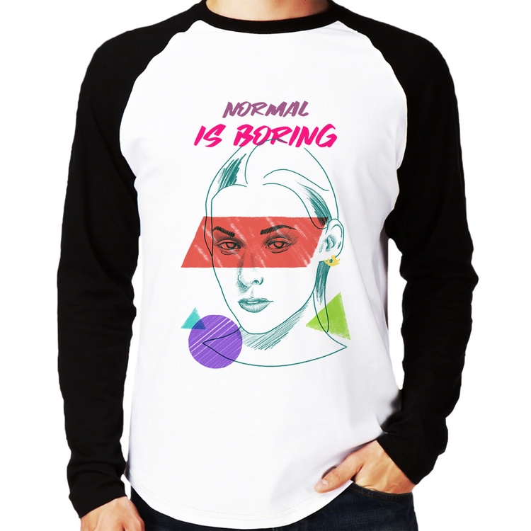 Camiseta Raglan Normal is boring Manga Longa