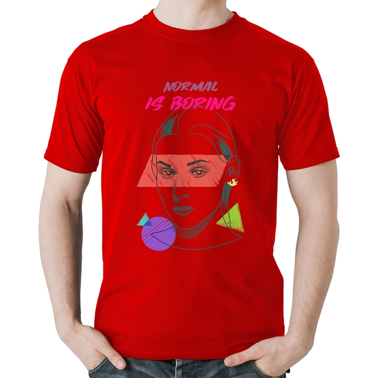 Camiseta Algodão Normal is boring - Vermelha