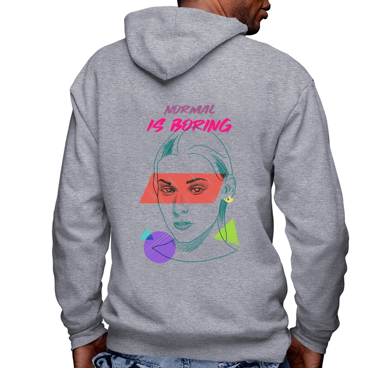 Blusa Moletom Normal is boring Masculina com Capuz e Zíper - Mescla