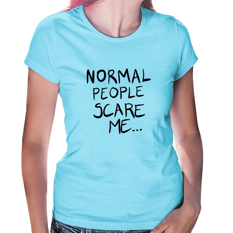 Baby Look Normal people scare me - Azul Bebê