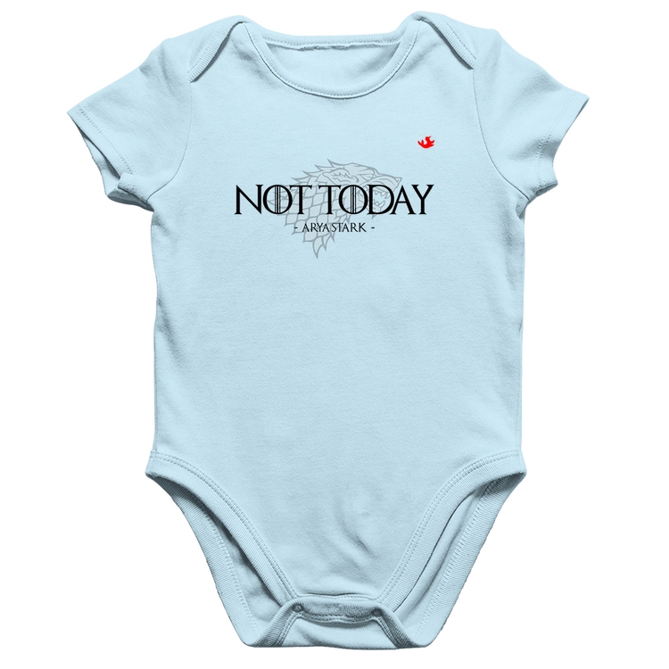 Body Bebê Algodão Not Today, Arya Stark - Azul Bebê