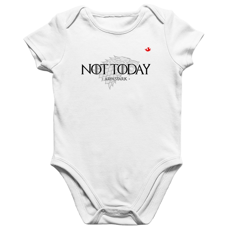 Body Bebê Algodão Not Today, Arya Stark - Branco