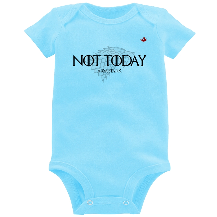 Body Bebê Not Today, Arya Stark - Azul Bebê
