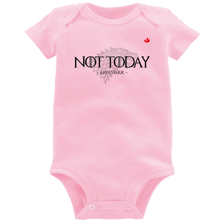 Body Bebê Not Today, Arya Stark - Rosa Bebê
