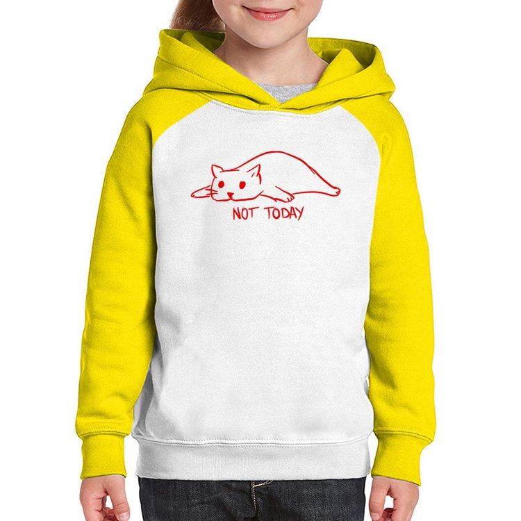 Moletom Infantil Not Today - Branco/Amarelo