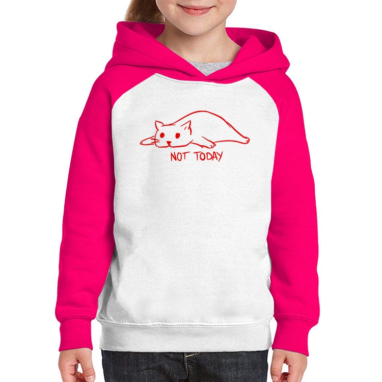 Moletom Infantil Not Today - Branco/Rosa