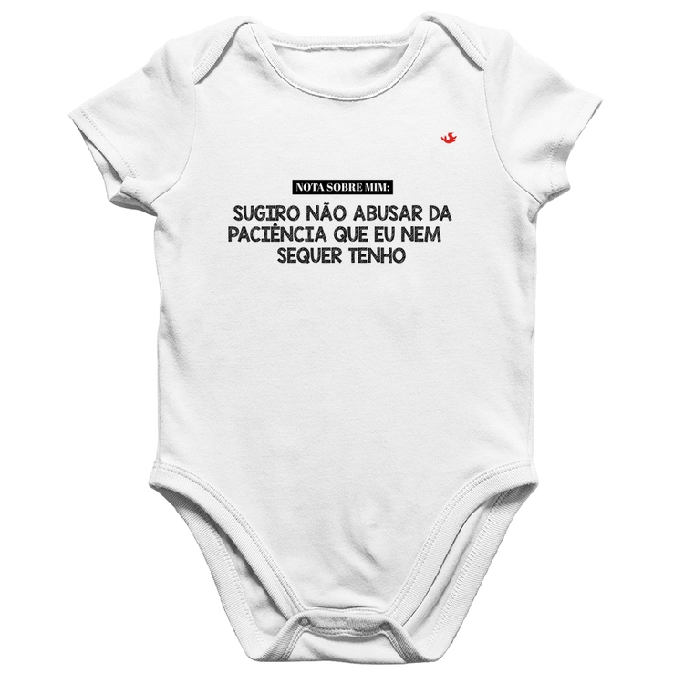 Body Bebê Algodão Nota sobre mim - Branco